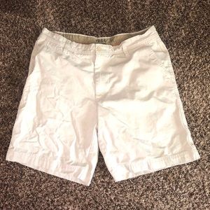 Flat front khaki chino shorts